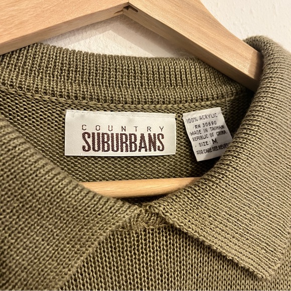 Vintage Beige Knit Polo Top Size M - Picture 4 of 5